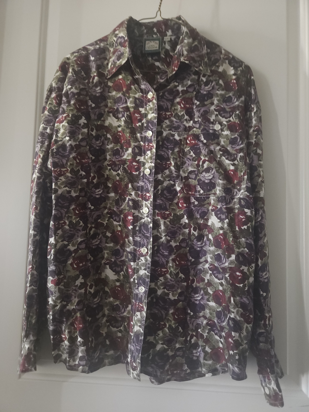 Floral Clichy 100 Percent Silk Blouse Size small NOS